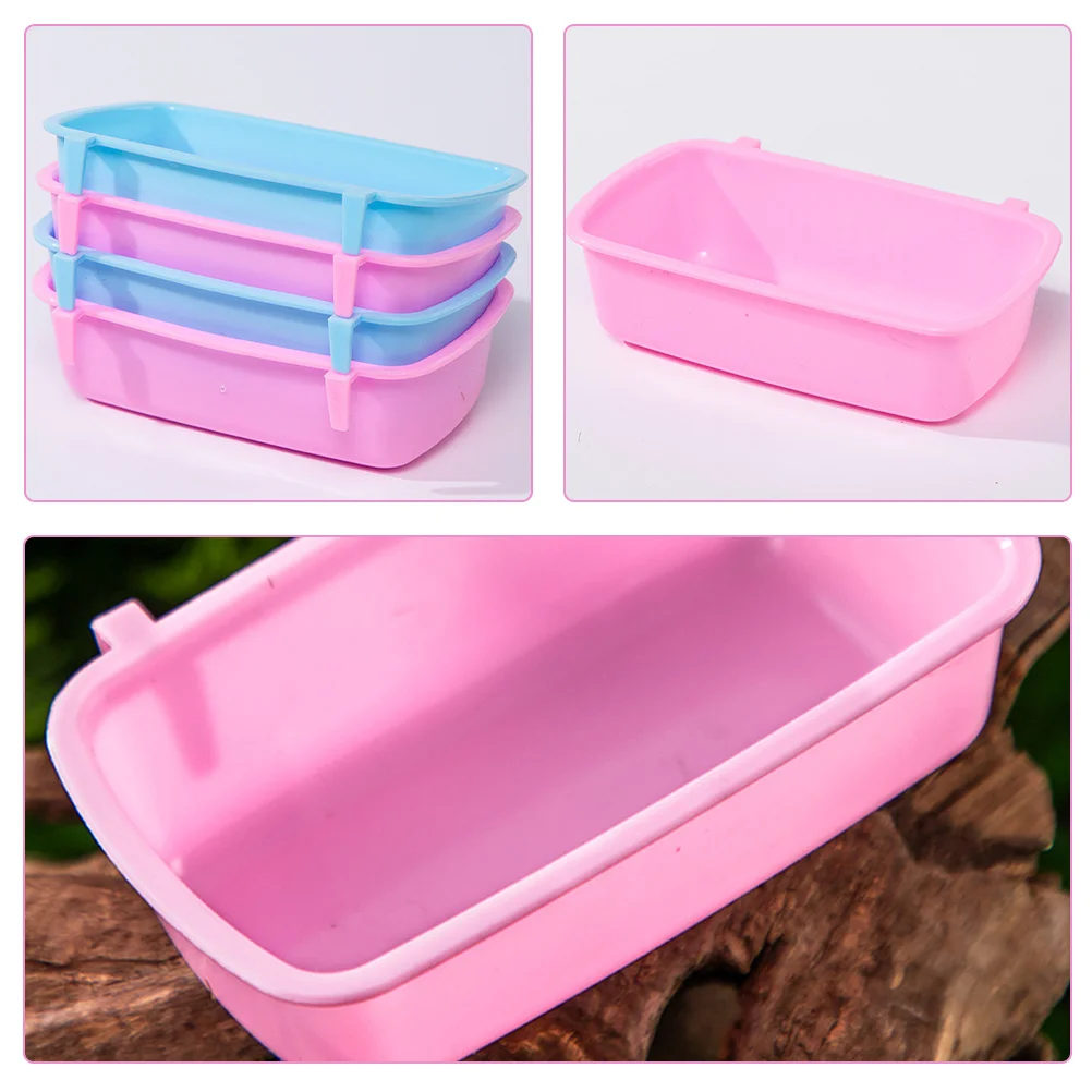 

6pcs Pet Food Box For Small Animals Hamster Bowl Pp Material Hanging Feeder Compact Size Easy Clean Hamster Feeders Rat Feeding