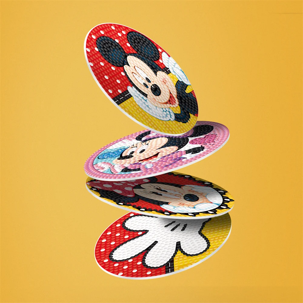 Disney Coasters Diy Diamond Painted Akrylowy 6-częściowy zestaw z diamentowym haftem Stół do jadalni i izolowanymi podstawkami kuchennymi