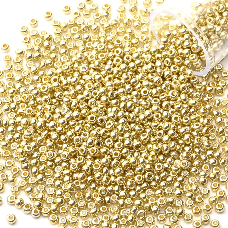 12 Gramm/Röhre, 2 mm, metallische Rocailles, japanische runde Glas-Rocailles für DIY-Handarbeit, Kleid, Schmuck, Nähen, 1200 Stück