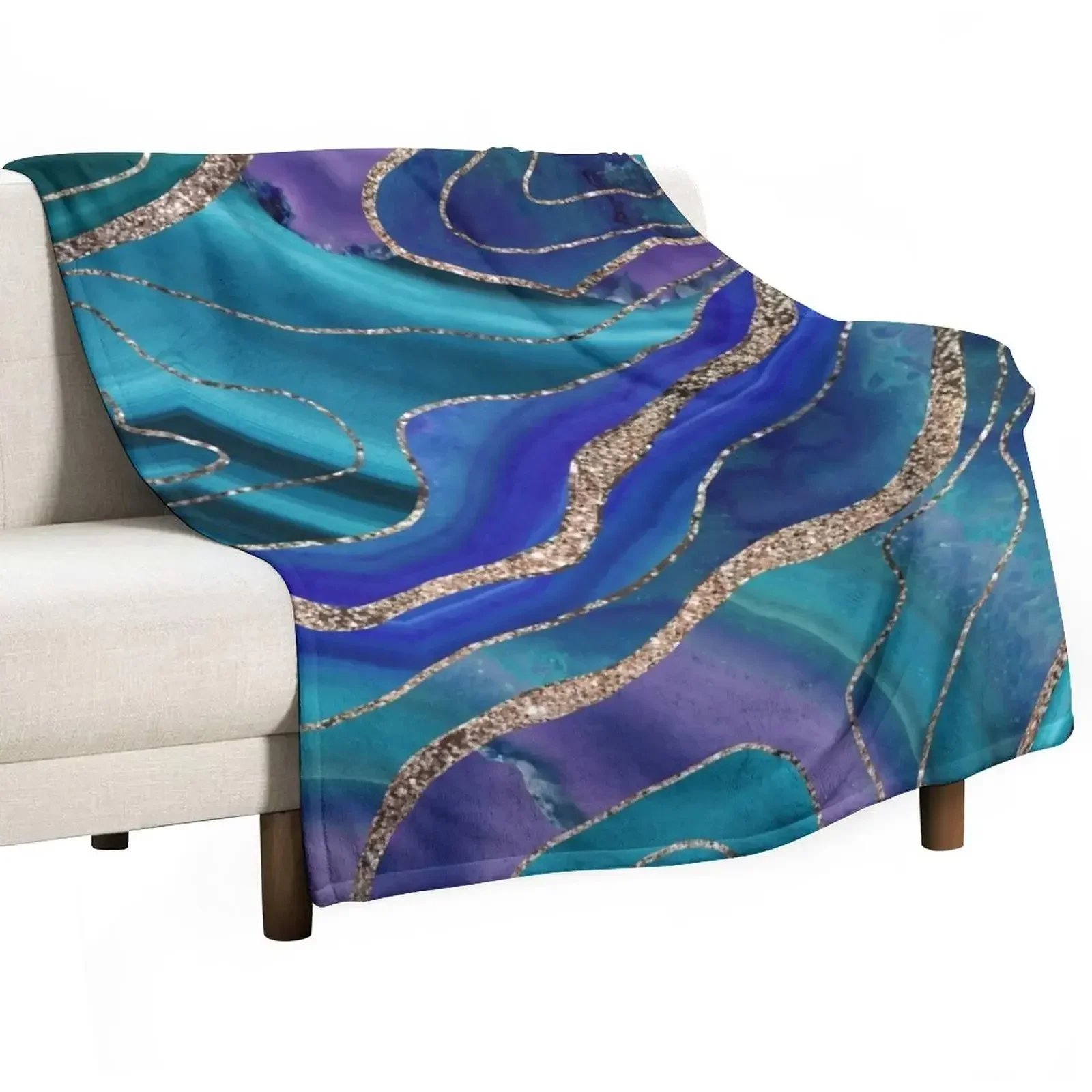 

Purple Teal Blue Galaxy Nebula Agate Glitter Glam #1 (Faux Glitter) #marble #decor #art #society6 Throw Blanket