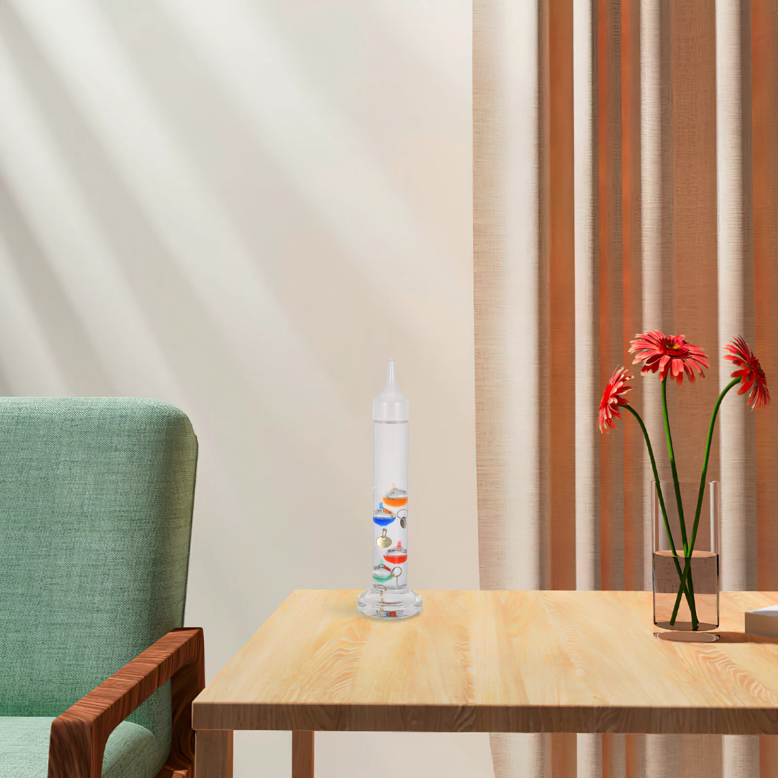 

Galileo Thermometer Glass Desktop Ornament Decorative Indoor Colored Floating Spheres Accurate Temperature Gauge Home Office