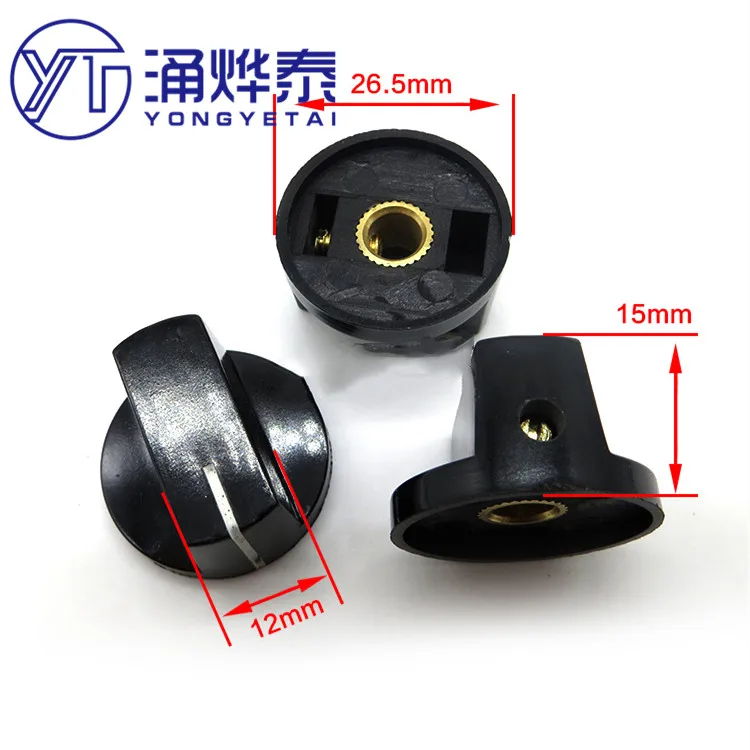 YYT 1PCS Slotted knob cap, potentiometer, switch cap, locking screw, diameter 27mmx15mm, hole 6mm