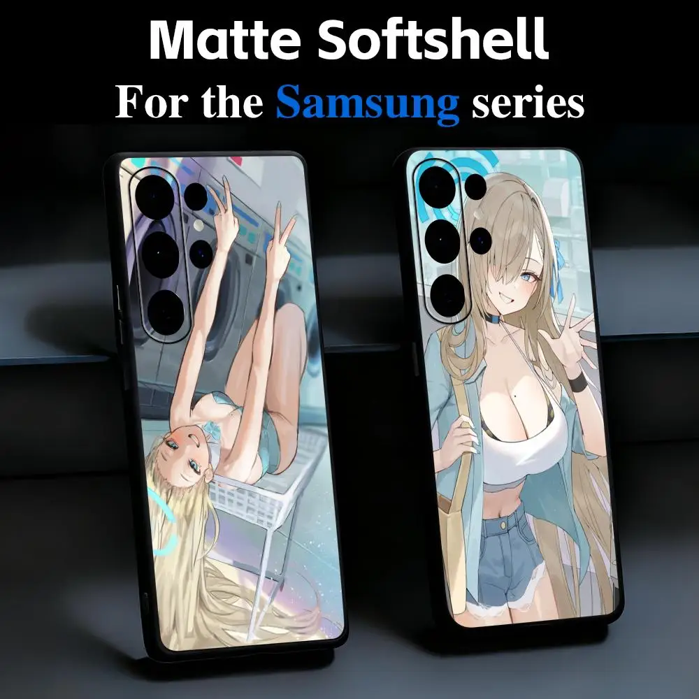 Game Blue Archive Asuna Phone Case For Samsung Galaxy S26 S25 S24 S23 S22 S21 Plus Ultra Fold A Soft Black