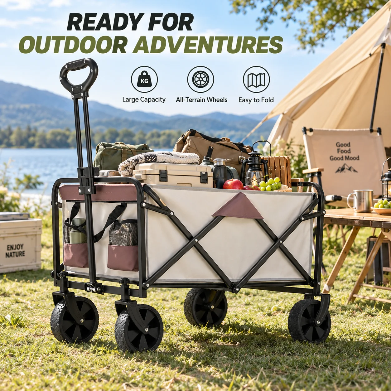 175Kg strong load-bearing detachable camping cart outdoor folding camper portable camper