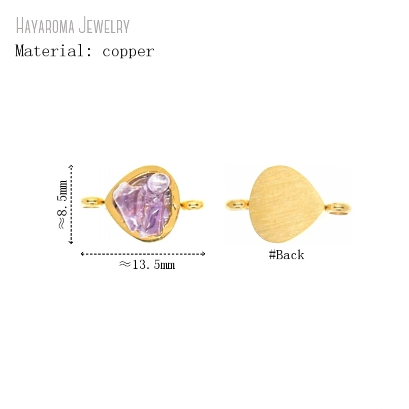 

5Pcs Metal Amethyst Crystal Water Drop Shape Teardrop Gold Color Copper Wholesale Connector