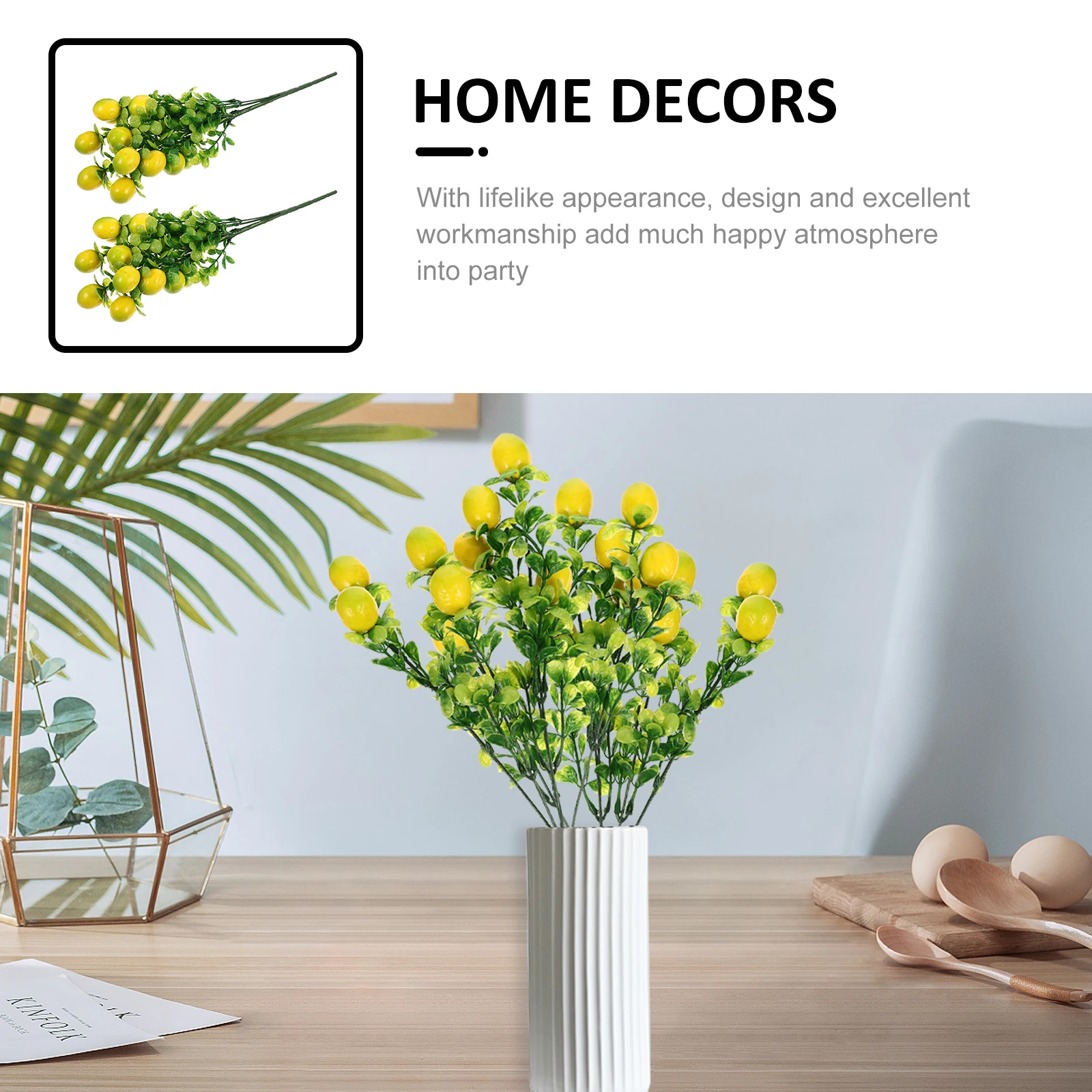 

2pcs Lifelike Artificial Fruit Branches Bright Fake Fruit Plants Branches For Home Kitchen Party Table Centerpiece Photo Props