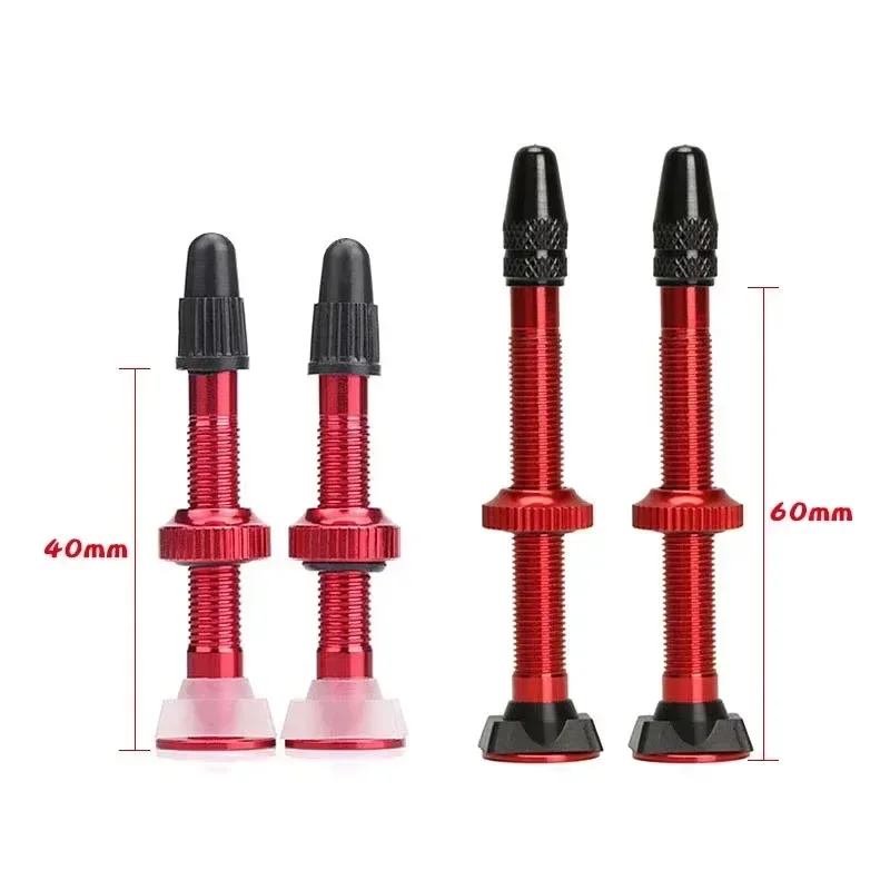 2PCS Deemount Tubeless Presta Valves stem 40/60mm Aluminum Road/MTB bike F/V Air Valve Stem Core Removable Trye Nozzle Bike Part