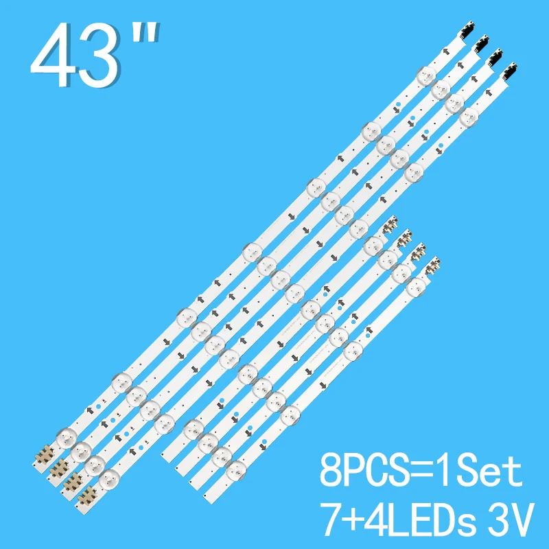 

3V 900mm 8pcs/set LED strip for Samsung UE43J5500 UE43J5550 UE43J5600 ue43j5502 S_ 5j55_ 43_ FL_ R4 L7 LM41-00117W 00117X BN96-3