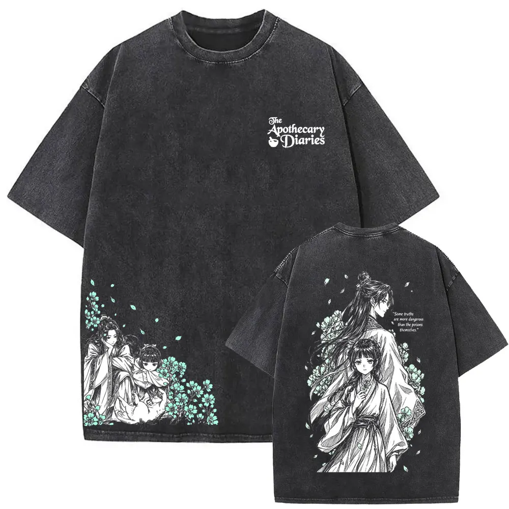 Washed Vintage Anime The Apothecary Diaries T-shirt Kawaii Cute Maomao Graphic T-shirts Men Women Fashion Cartoon Manga T Shirts