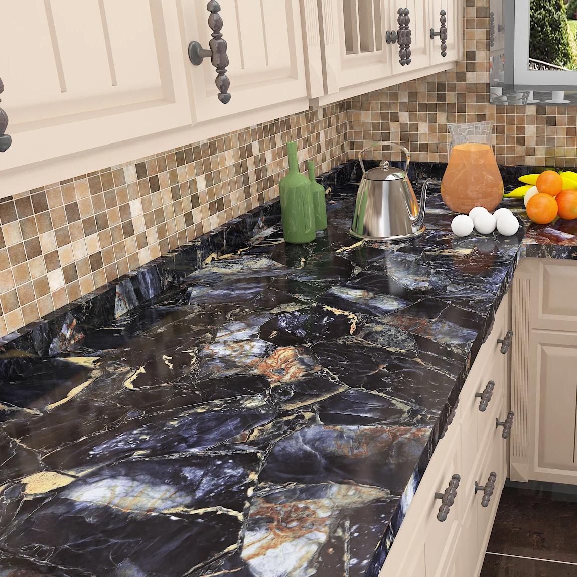 

Kitchen Waterproof Wall Stickers Marble Self Adhesive Wallpaper Vinyl Film Cupboard Decoration Adhesive Paper Decal