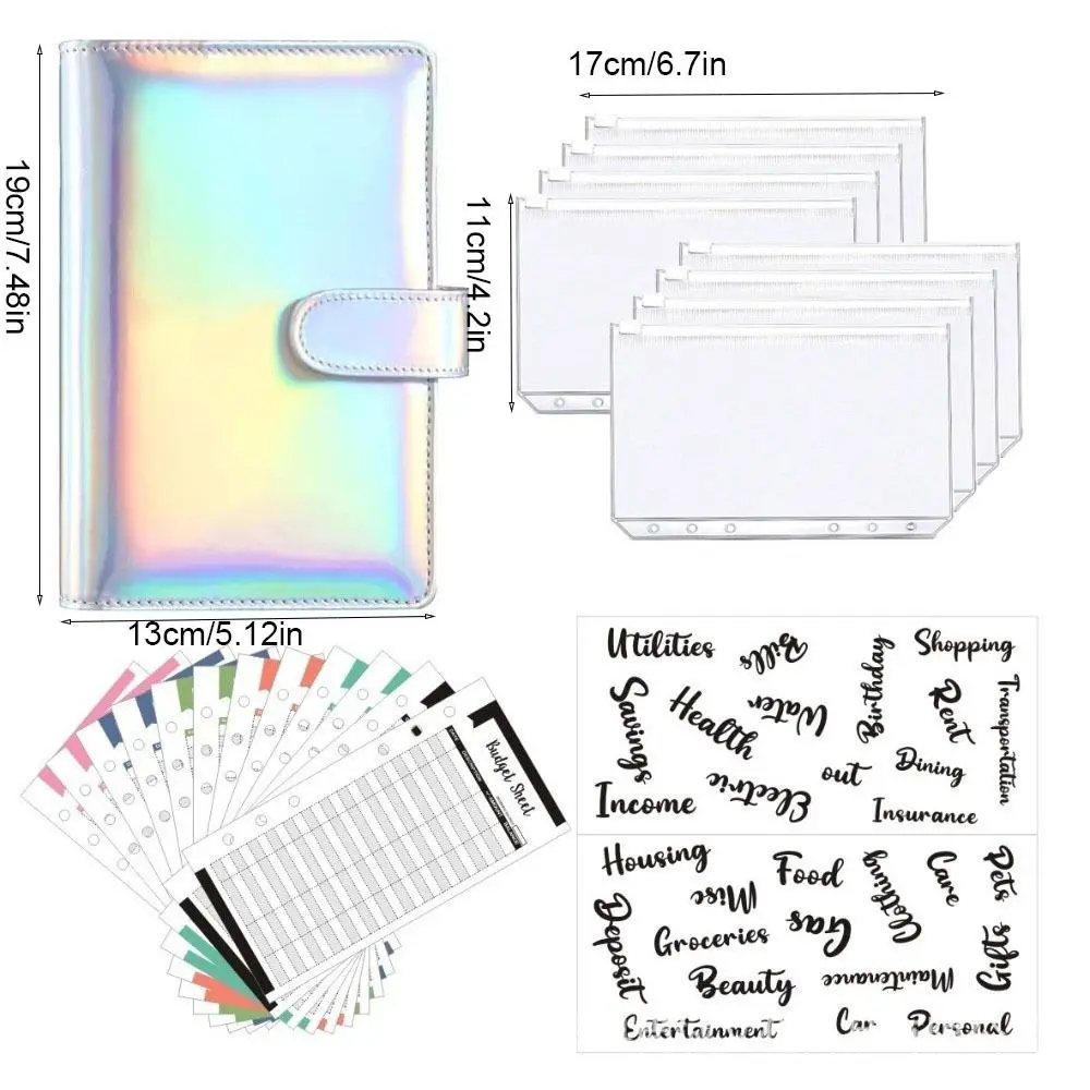 Busta colorata Quaderno sfida Raccoglitore per risparmiare denaro in pelle PU a fogli mobili Buste per contanti Budget per risparmiare denaro Organizzatore