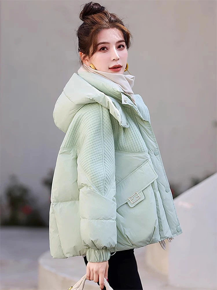 

Женская утепленная пуховая куртка из хлопка, теплая зимняя верхняя одежда, модная, для повседневной носки, большие размеры