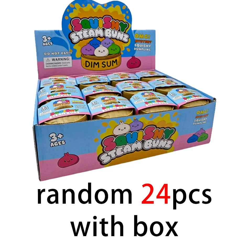 Glitzer-Dumpling-Squishy mit Box – Sensorischer Dampf-Dumpling aus weichem TPR-Teig für Dekompression, Fidget-Spielzeug, Stressabbau-Geschenk