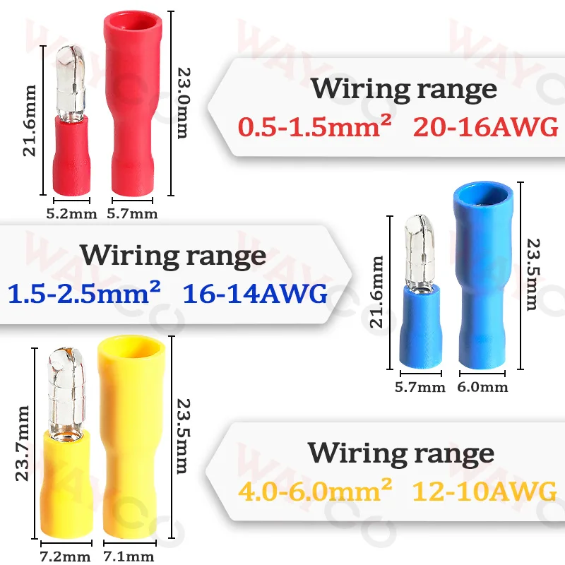 30 Set Bullet Crimp Terminal Wire Connectors Male Female Sealed Connection For Quick Splice Car Automotive and Electrical Cables