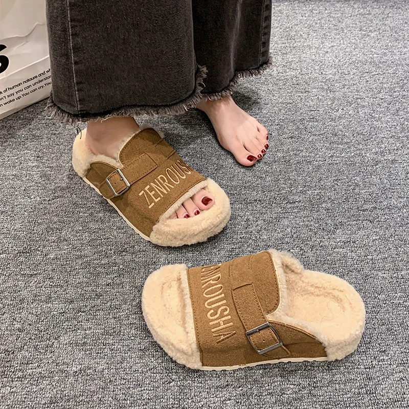 Aoof Chanclas Chanclas De Invierno Mujer Zapatos De Algodón De