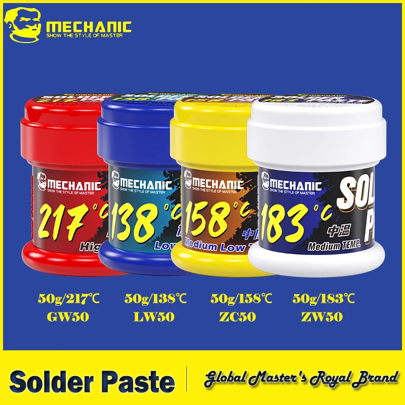 【MECHANIC】 LW50 ZC50 ZW50 GW50 Special Solder Paste for Motherboard Chip CPU Planting Tin Repair Solder Flux 138℃/158℃/183℃/217℃