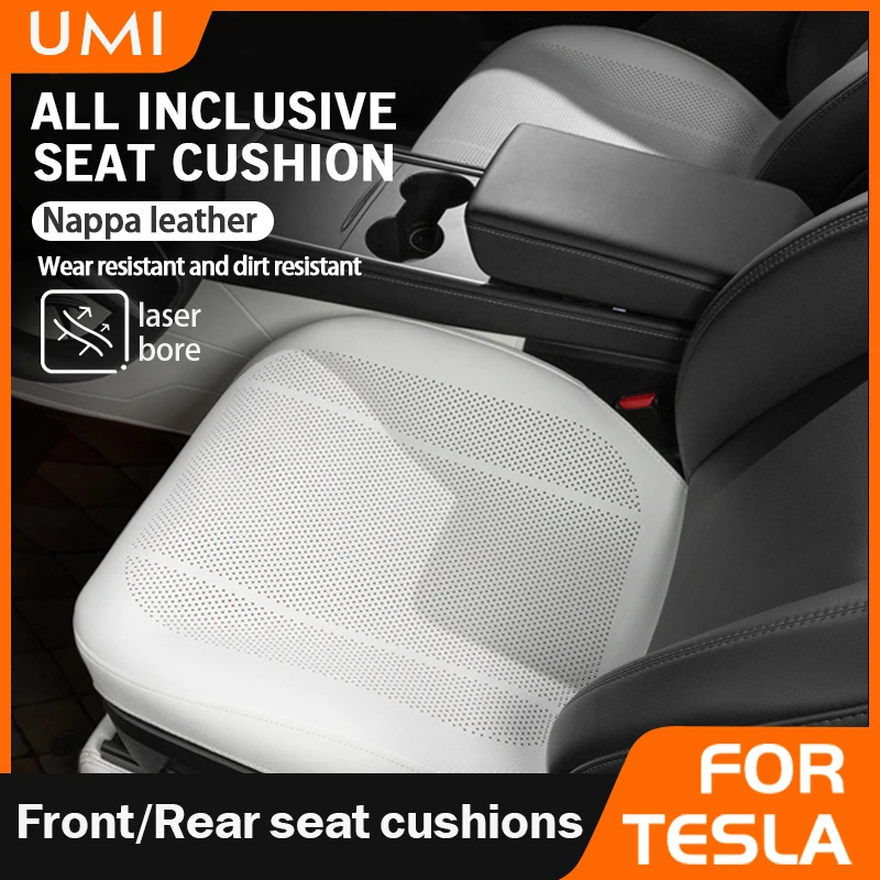 

For Tesla Car Cushion Nappa Leather Breathable Protector Mat Summer Non-slip Car Seat Pad Cushion Auto Accessories