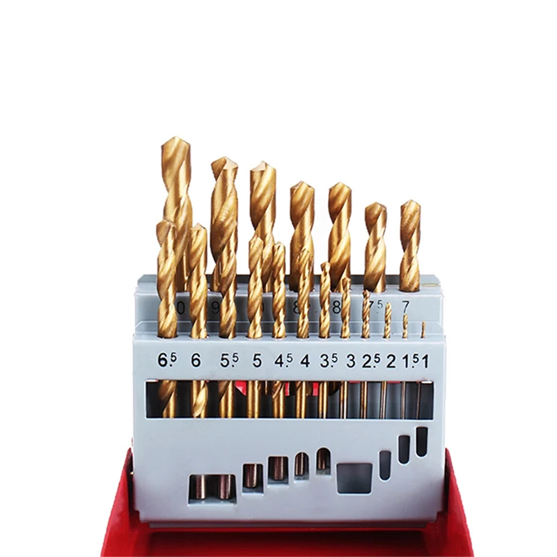 Imagem -03 - Hss ti Coated Drill Bits Straight Shank Grupo Metal Woodworking Acessórios de Energia Ferramenta com Metal Box 13 mm 19 Pcs 25 Pcs 113 mm