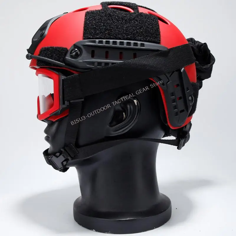 Casco FAST táctico ligero con gafas antifuego y luz PJ Hole - imagen 3