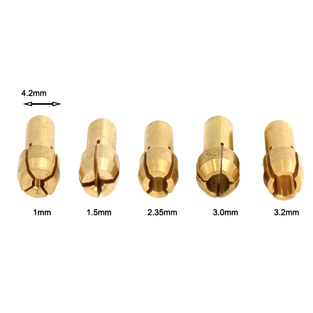 Drill Chuck Set Chuck Adapter 10 Pieces Set 18.12*4.2mm Size Clamping Range 1.0mm-3.2mm Copper & Stainless Steel