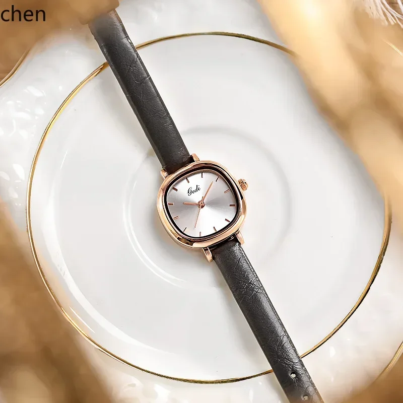 minimalist small dial women's watch - niche leather strap, student exam watch, quartz waterproof ladies' watch