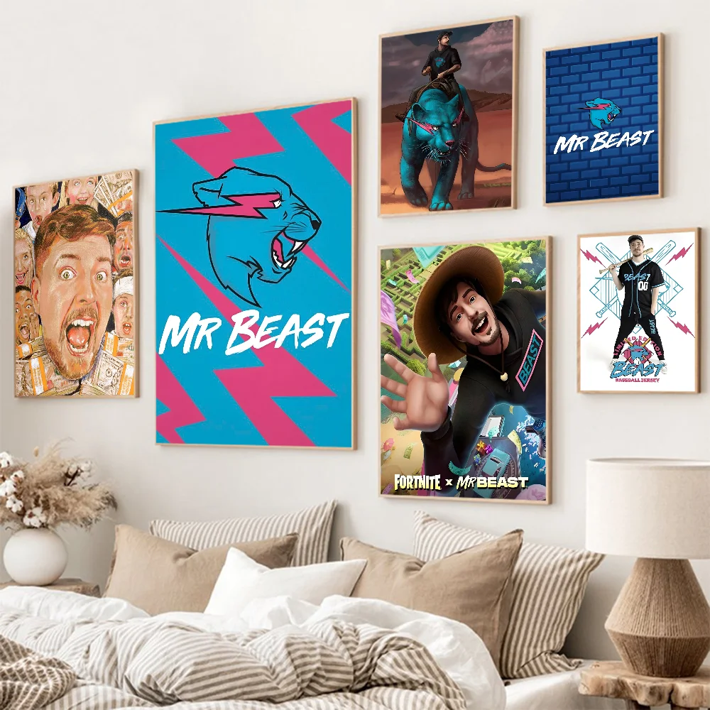 Game Blogger M-MrBeast Classic Vintage Posters Whitepaper Prints Posters Artwork Kawaii Room Decor