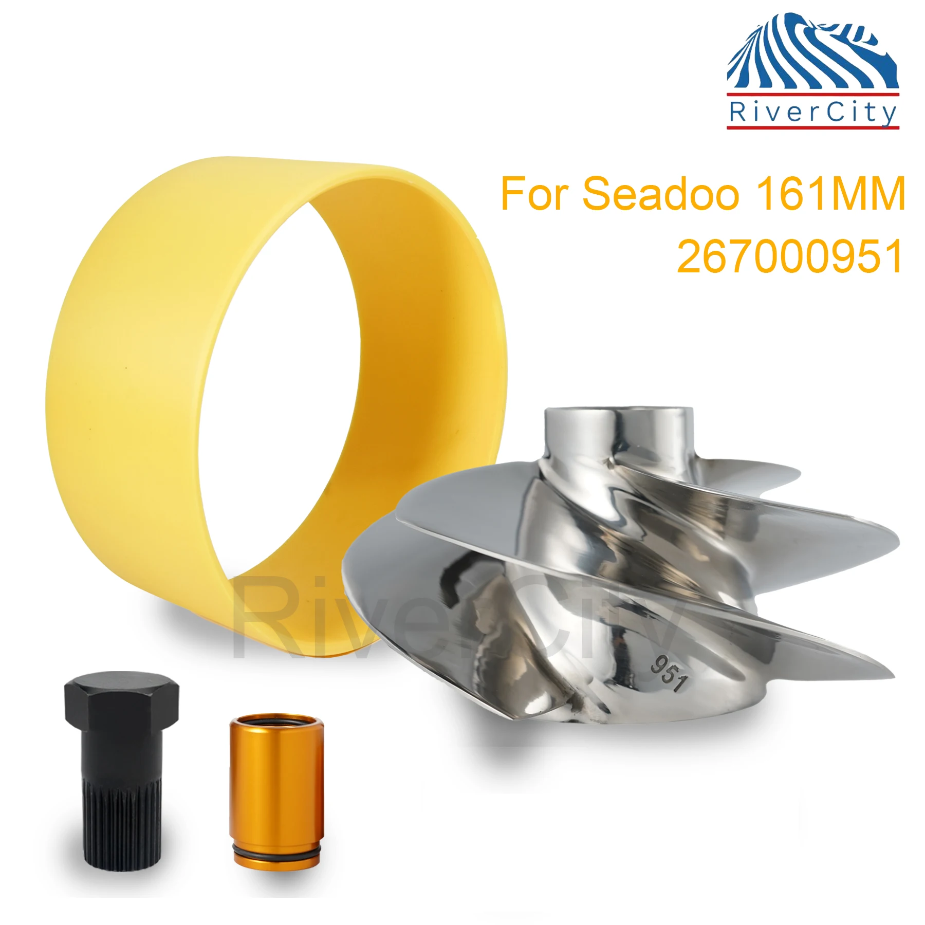 

Impeller Kit Replace fit Sea-Doo 267000951 RXP-X 300 RXT-X 300 GTX LIMITED 300 Jet Ski 161mm Impeller with Wear Ring, Wrench and