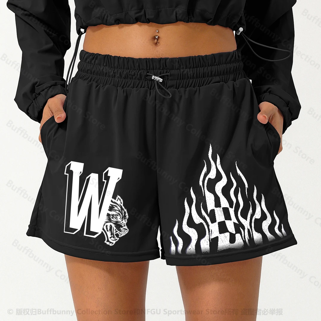 She Darc Wolf Sport Shorts Gym Fitness Kleding Zakken Sportieve Kleding Meisjes Zomerbroek Zachte Stof Dames Casual Shorts