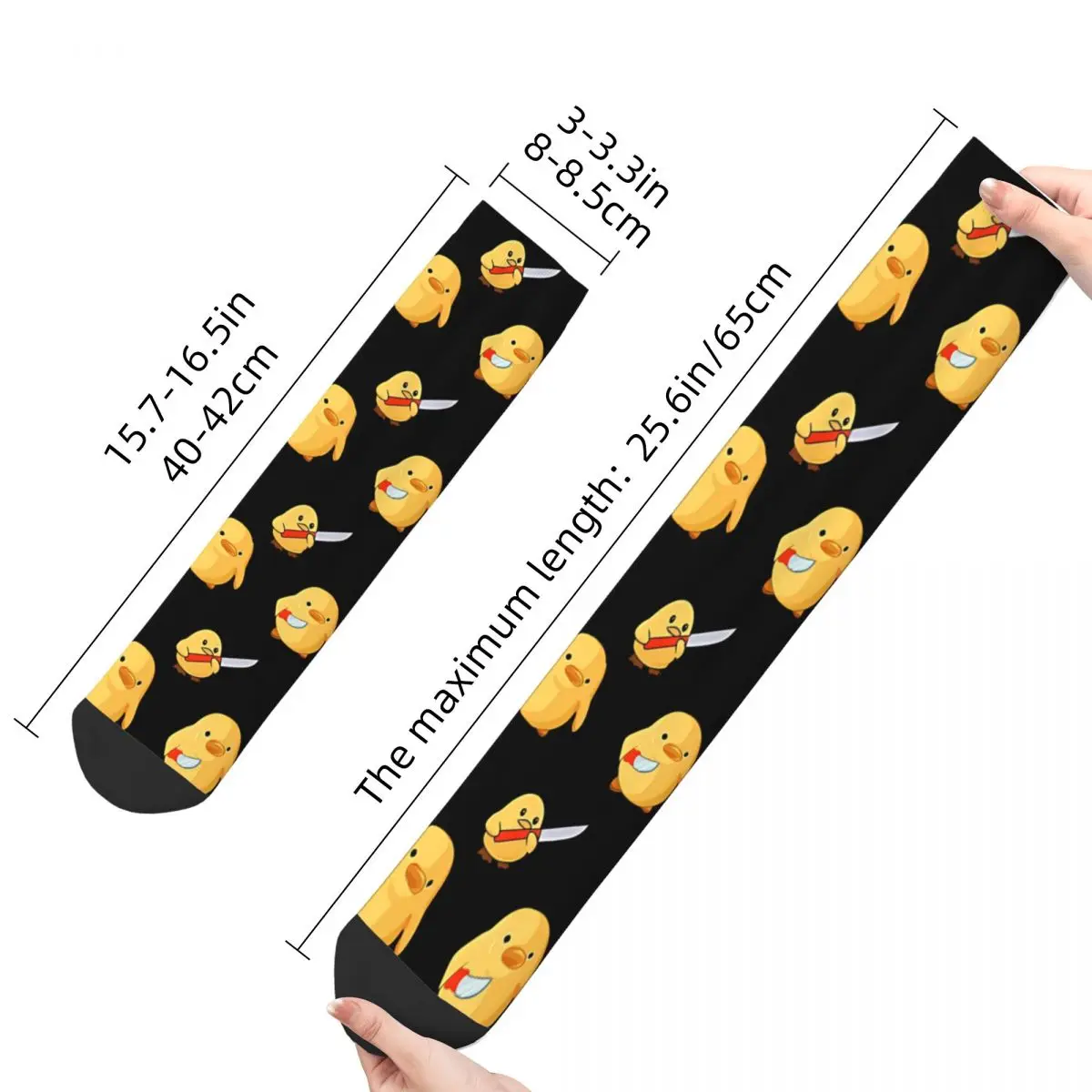 Funny Men's Socks Duck With Knife Duck You Cute But Will Cut You Vintage Hip Hop Crazy Crew Sock Gift Pattern Printed