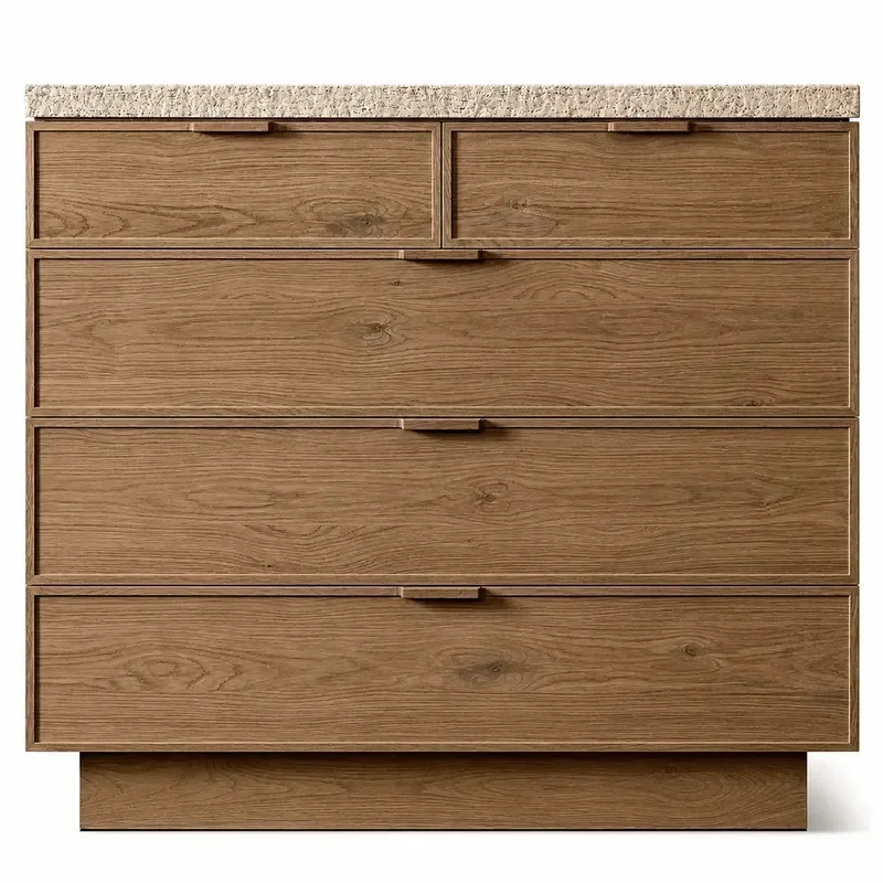 Solid Wood Chest of Drawers Walnut Color Antique Style Storage Cabinet for Living Room Partition and Bedroom Organization
