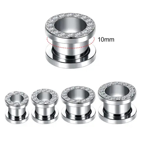 पीस टाइटेनियम कान सुरंग प्लग पेव्ड सीजेड जेम कान विस्तार कान गेज स्ट्रेचिंग किट स्क्रू बैक मांस फैलाव कान विस्तारक 10 best sales कान खींचने वाली किट - №10