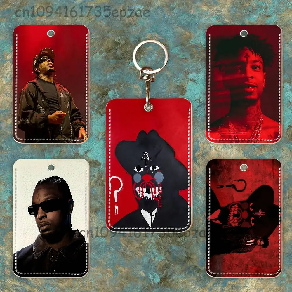 

21 S-Savage STREETS MR RECOUP Premium PU Leather Card Holder Card Case with Metal Carabiner,Customizable Design for Daily Use