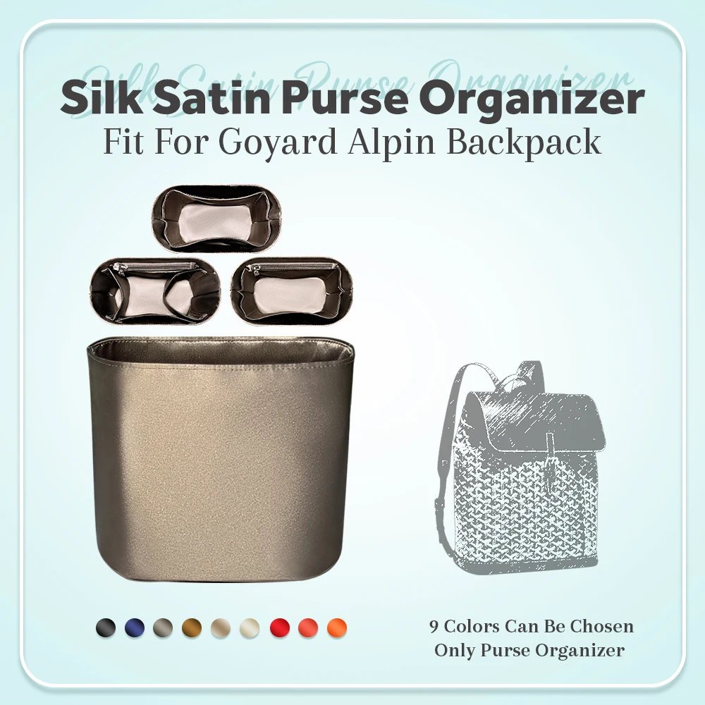 Silk Satin Purse Organizer Insert, Inside Storage Bag In Bag Organizer Insert Fit for Goyard Alpin Backpack Inner Liner Bag