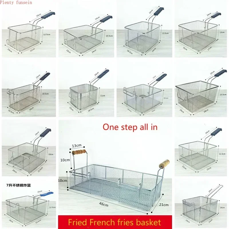 Commercial 81 stainless steel frying net diamond shaped frying basket frying pan