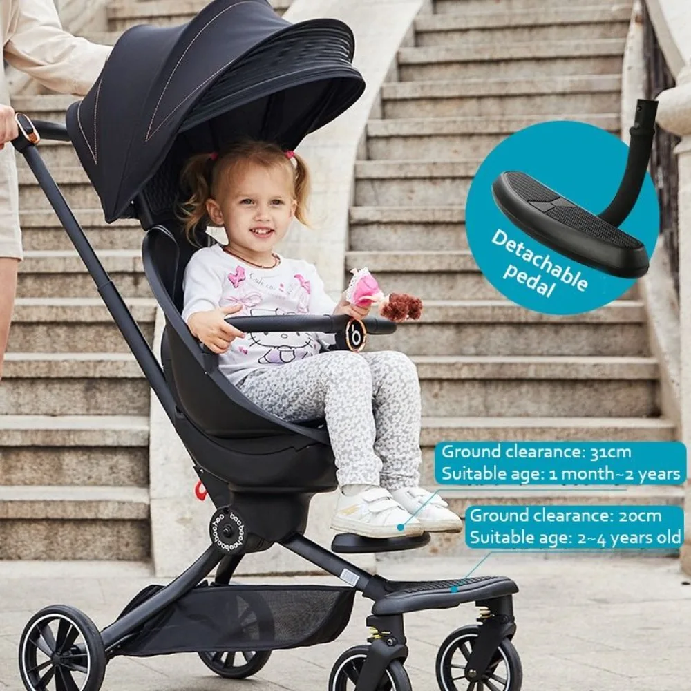 

Детская удобная коляска, легкая коляска с компактным складным навесом, двустороннее сиденье, может сидеть или лежать для путешествий малышей