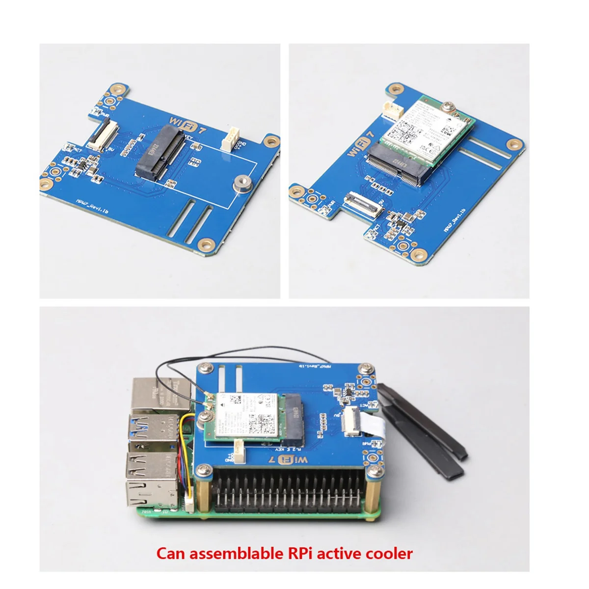 MPW7N for Raspberry Pi 5 PCIE to M.2 E-Key WiFi7 Module BE200 Support Google TPU,WiF6E AX210,AX200 Adapter Board