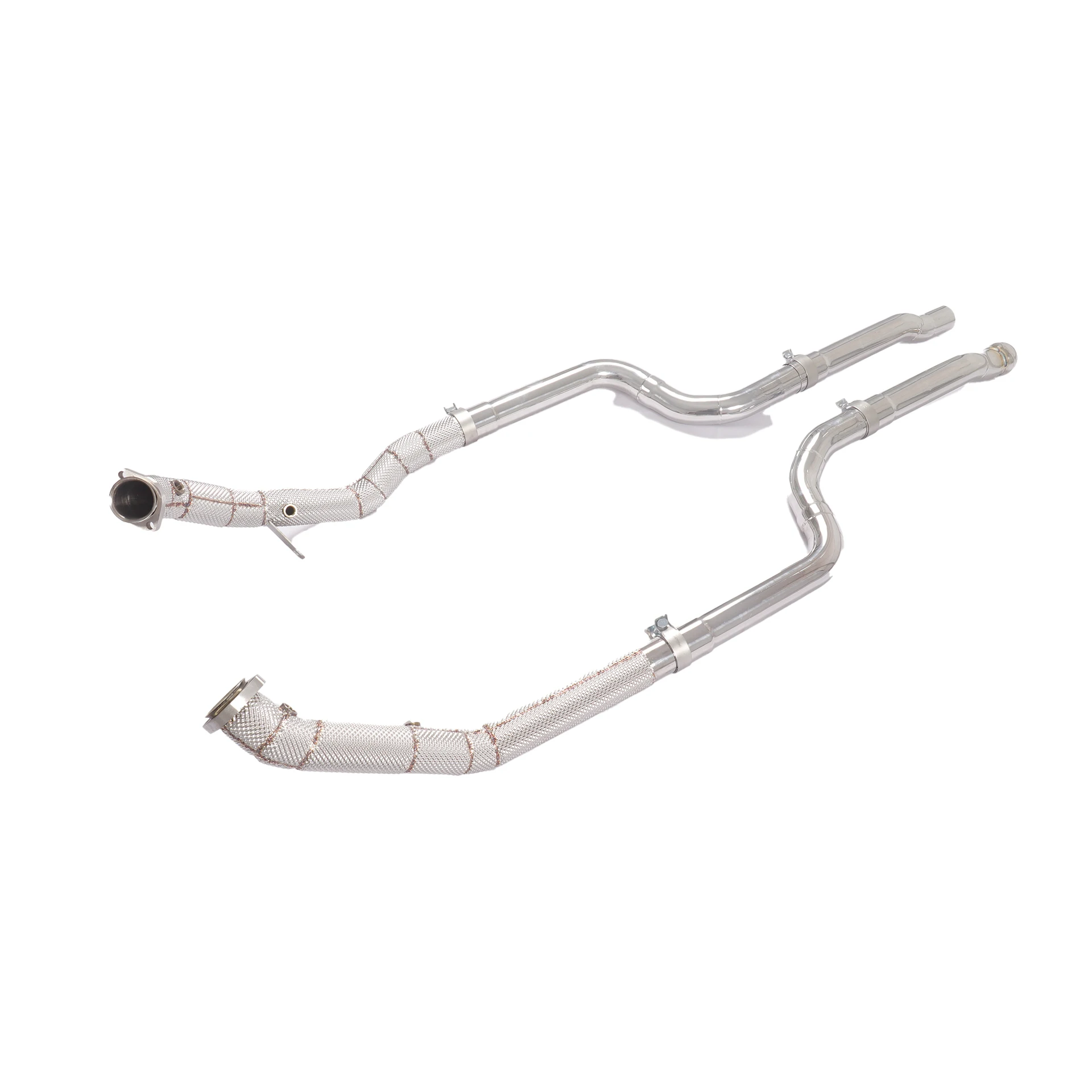 

YT High-Performance for Mercedes-Benz W218 CLS550/E550 4.7L Straight Pipe Downpipe - Heat Shield & Brushed Stainless Steel