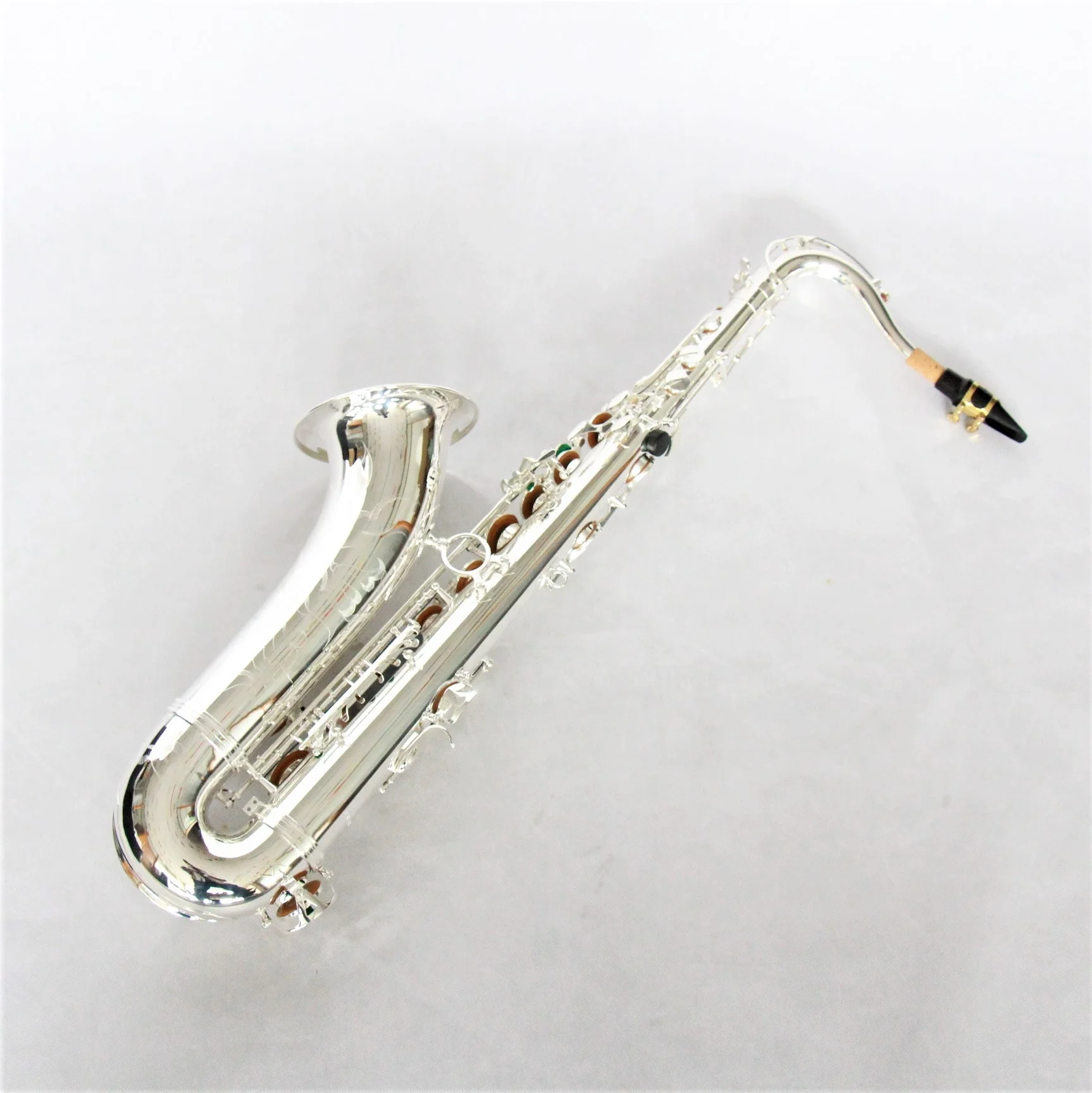 Triple Color Bb Tenor Saxophone Silver Plated Body with Golden Keys for Musicians