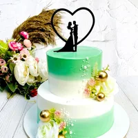 Ins Mr&Mrs Happy Wedding Cake Topper Black Acrylic Bride Groom Valentine's Day Party Cake Topper Wedding Gift Dessert Decoration 4