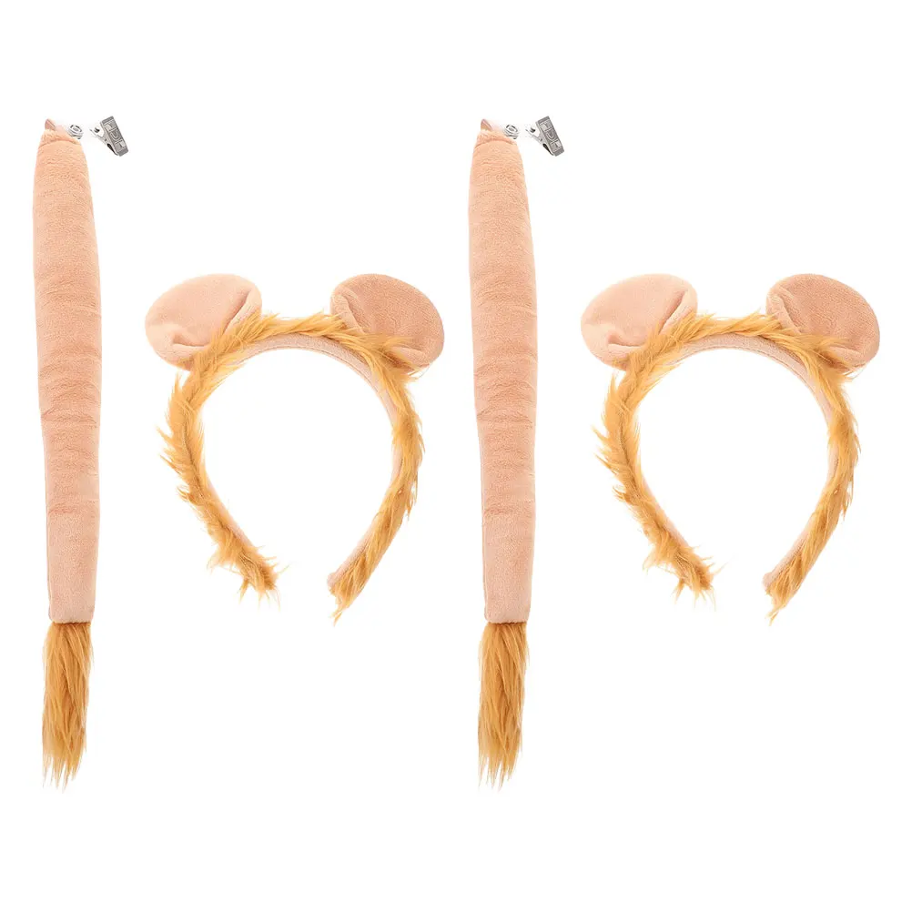 

2 Sets Headband Tail Animal Cosplay Accessories Artificial Costume Kit Kids Lion Fabric Child