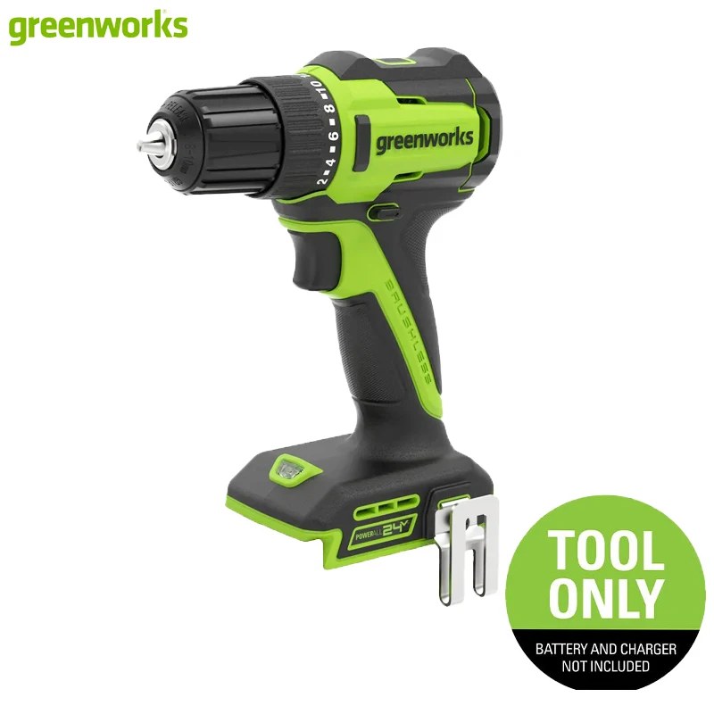 Greenworks 24V Drill Driver 35Nm Torque 1450 RPM Variable Speed 19+1 Clutch Settings Precision Control
