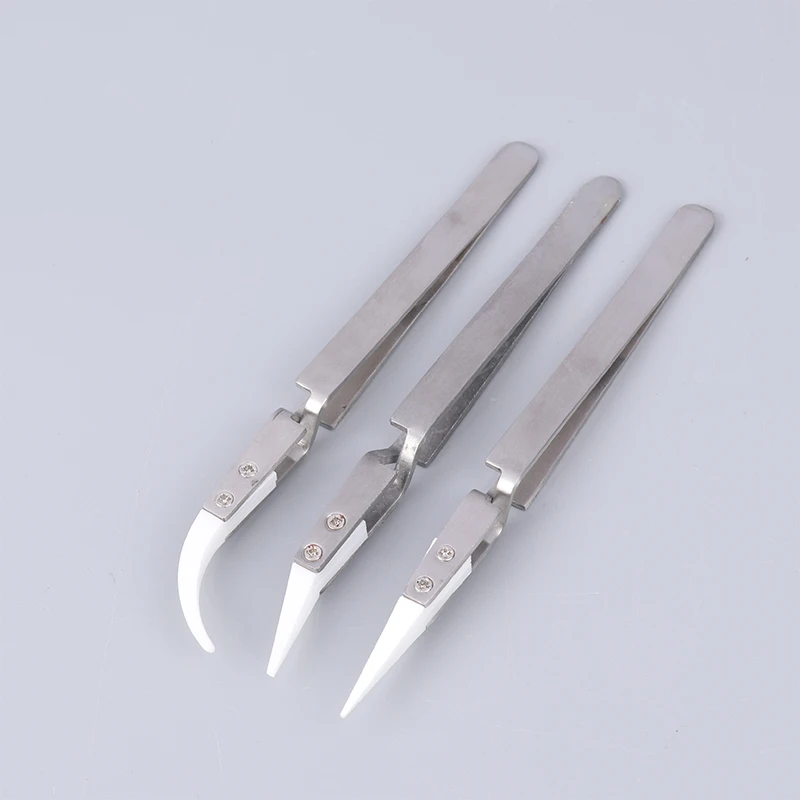 Stainless Steel Ceramic Straight Tip Electronic Soldering Tweezer Anti-Static Reverse Acid-Resistant Precision Ceramic Tweezer!