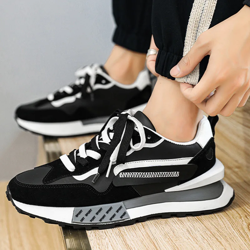 

Outdoor Sports Leisure Men Running Shoes New Fashion Thick-soled Lace-up Men's Casual Daddy Shoes Lightweight Non-slip Sneakers