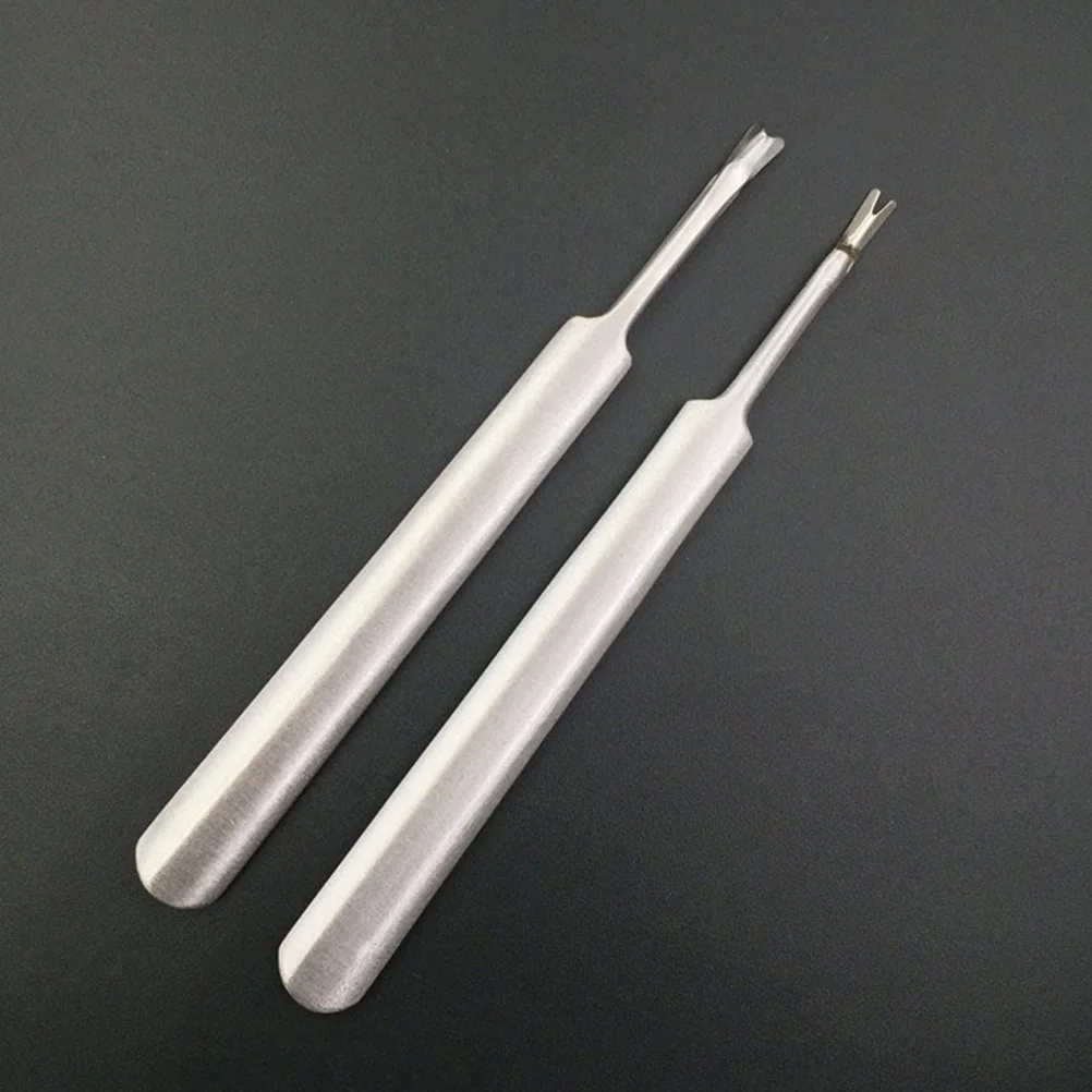 1 conjunto de ferramentas para arte em unhas, aço inoxidável, lixa, empurrar pele morta, garfo, cabo longo, profissional, aparador de cutícula, removedor prático