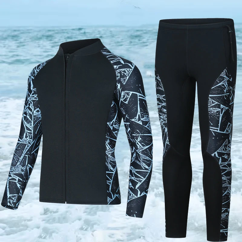 

3mmMen Wetsuit Neoprene Scuba Diving Suit Zipper Warm Jacket Pants Spearfishing Swimwear Kayak Surfing Drifting Swimsuit