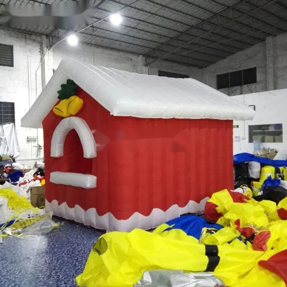 wholesale Pretty Outdoor Inflatable Christmas House Red Xmas Cabin Santa Grotto Square Tent For Holiday Decoration