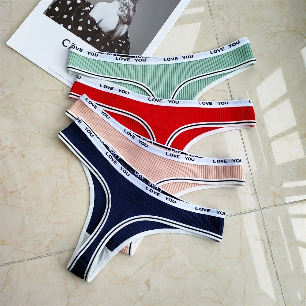 3 Pcs Comfort Pantys G String Women Cotton 95% Laides Bikini Brief Underwear Low Rise Girls G-string