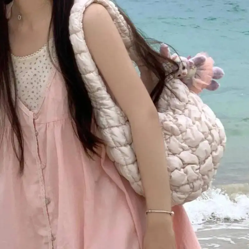 Bloom Cloud Folds White Shoulder Bags Women Hot Girls Soft Chic Casual Messenger Bag Female Haruku Aesthetic Handbag Y2k