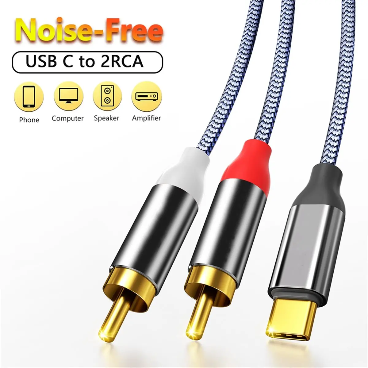 【TODAY-BUY】~@ USB C to RCA Audio Cable, Type C to 2RCA Male Cord for IPhone 16 15 Pro Max/15 Pro/15 Plus, IPad Pro, Samsung 1.2m