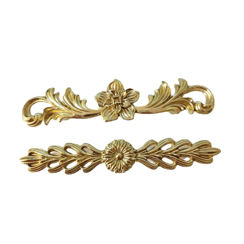 Pure Brass Polished Glazed Furniture Handle, Wardrobe Handle, Flower and Tree Drawer, Cabinet Door Handle, Double Hole Hardware
